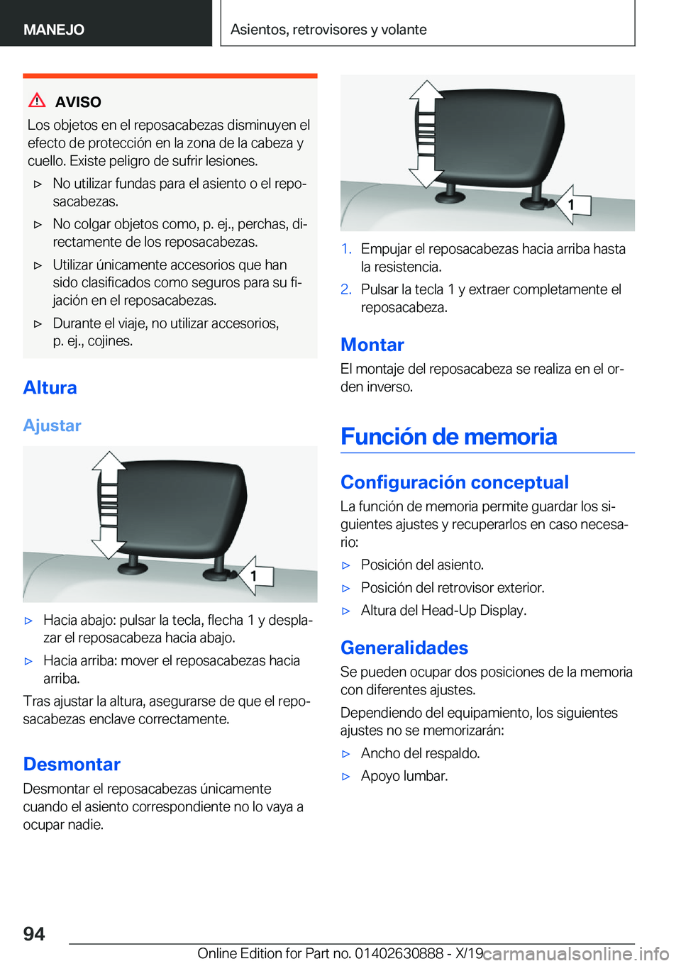 BMW X2 2020  Manuales de Empleo (in Spanish) �A�V�I�S�O
�L�o�s��o�b�j�e�t�o�s��e�n��e�l��r�e�p�o�s�a�c�a�b�e�z�a�s��d�i�s�m�i�n�u�y�e�n��e�l �e�f�e�c�t�o��d�e��p�r�o�t�e�c�c�i�