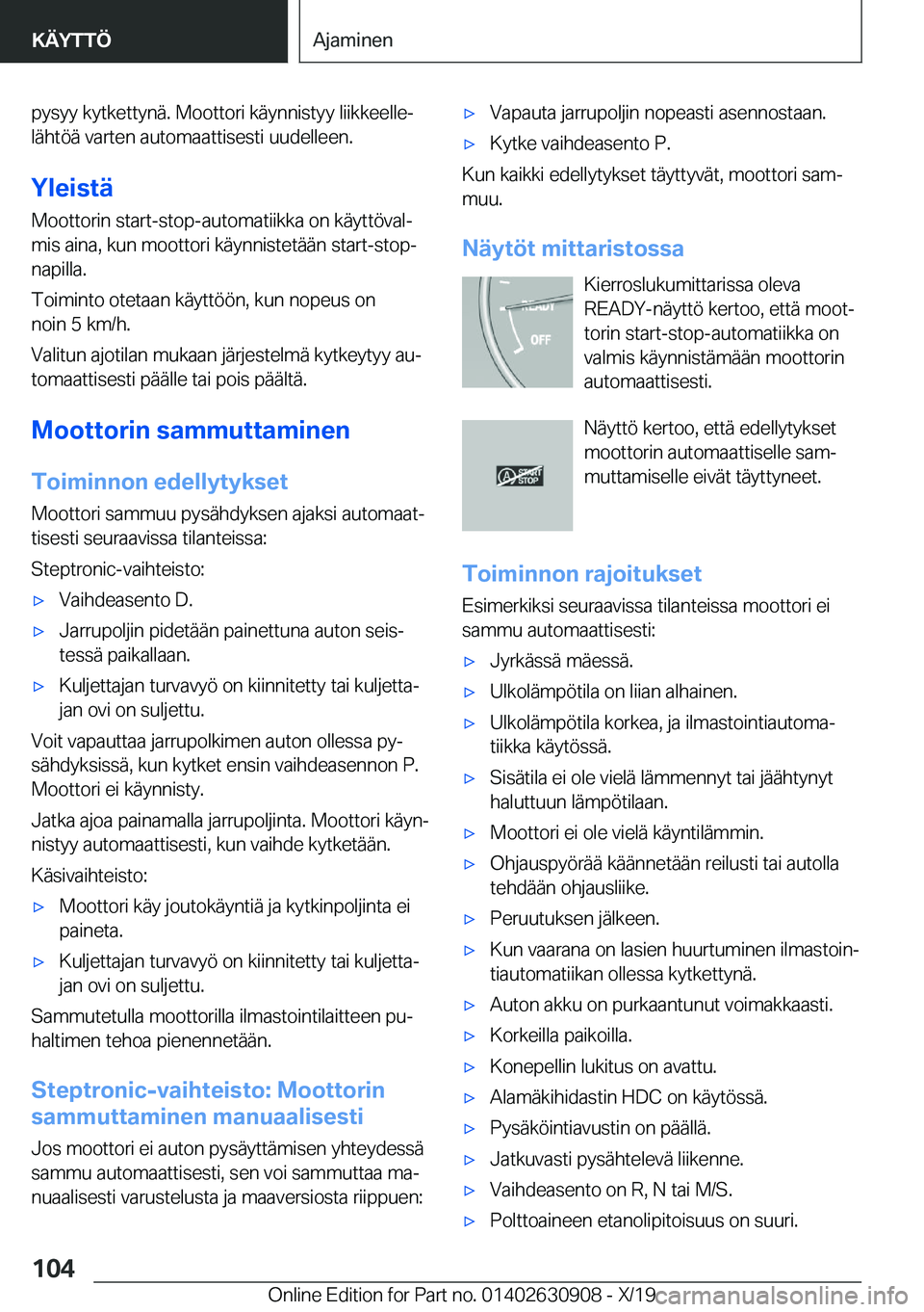 BMW X2 2020  Omistajan Käsikirja (in Finnish) �p�y�s�y�y��k�y�t�k�e�t�t�y�n�