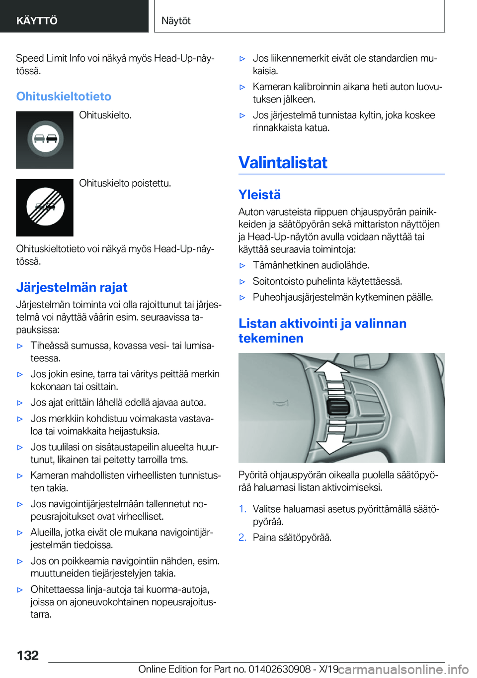 BMW X2 2020  Omistajan Käsikirja (in Finnish) �S�p�e�e�d��L�i�m�i�t��I�n�f�o��v�o�i��n�