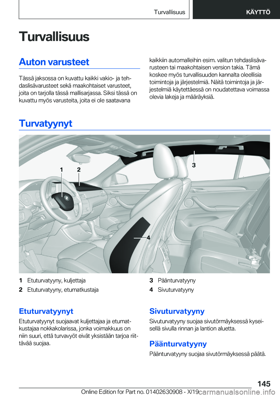 BMW X2 2020  Omistajan Käsikirja (in Finnish) �T�u�r�v�a�l�l�i�s�u�u�s�A�u�t�o�n��v�a�r�u�s�t�e�e�t
�T�