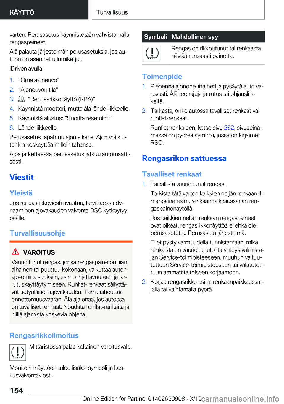 BMW X2 2020  Omistajan Käsikirja (in Finnish) �v�a�r�t�e�n�.��P�e�r�u�s�a�s�e�t�u�s��k�