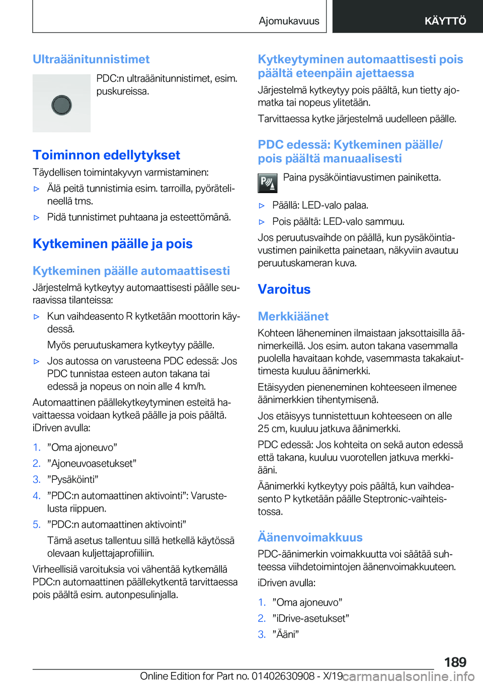 BMW X2 2020  Omistajan Käsikirja (in Finnish) �U�l�t�r�a�