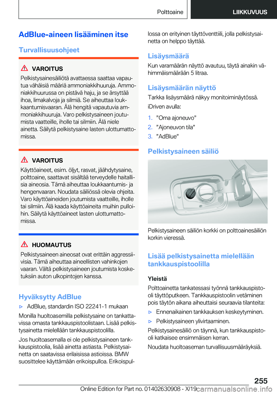 BMW X2 2020  Omistajan Käsikirja (in Finnish) �A�d�B�l�u�e�-�a�i�n�e�e�n��l�i�s�