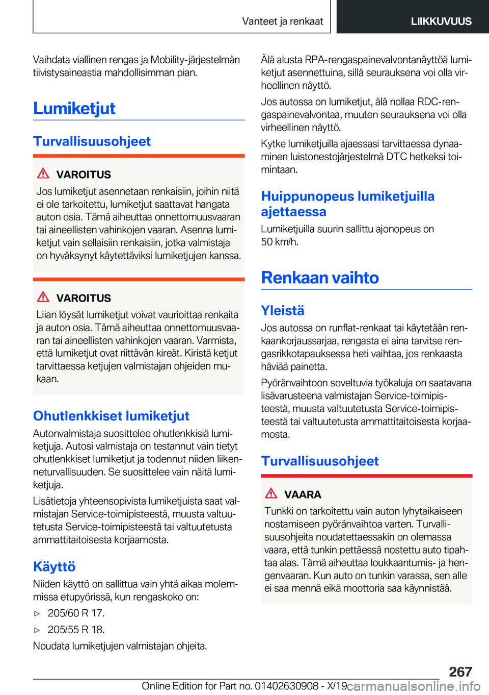 BMW X2 2020  Omistajan Käsikirja (in Finnish) �V�a�i�h�d�a�t�a��v�i�a�l�l�i�n�e�n��r�e�n�g�a�s��j�a��M�o�b�i�l�i�t�y�-�j�