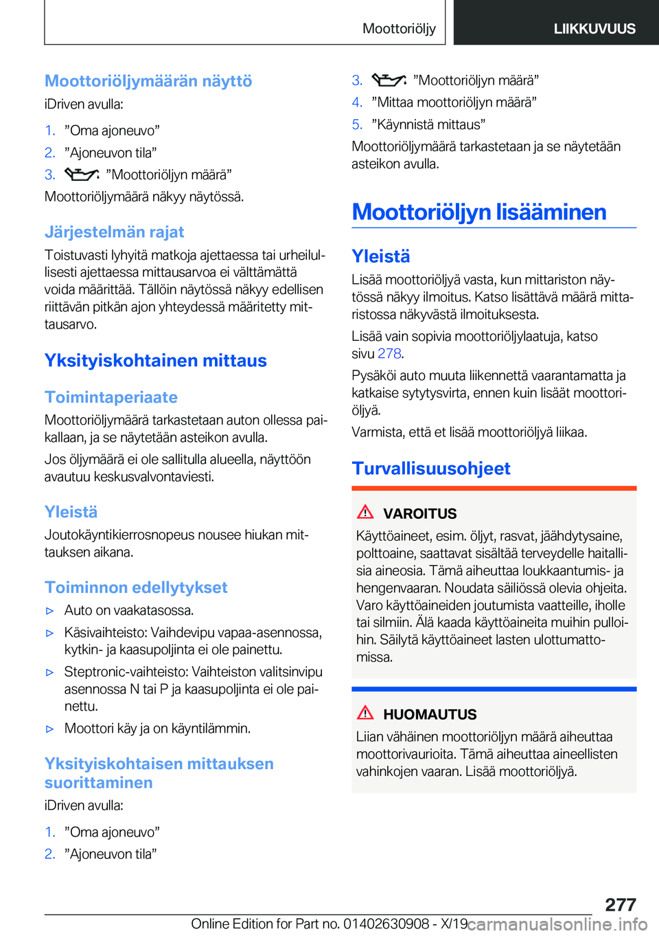 BMW X2 2020  Omistajan Käsikirja (in Finnish) �M�o�o�t�t�o�r�i�