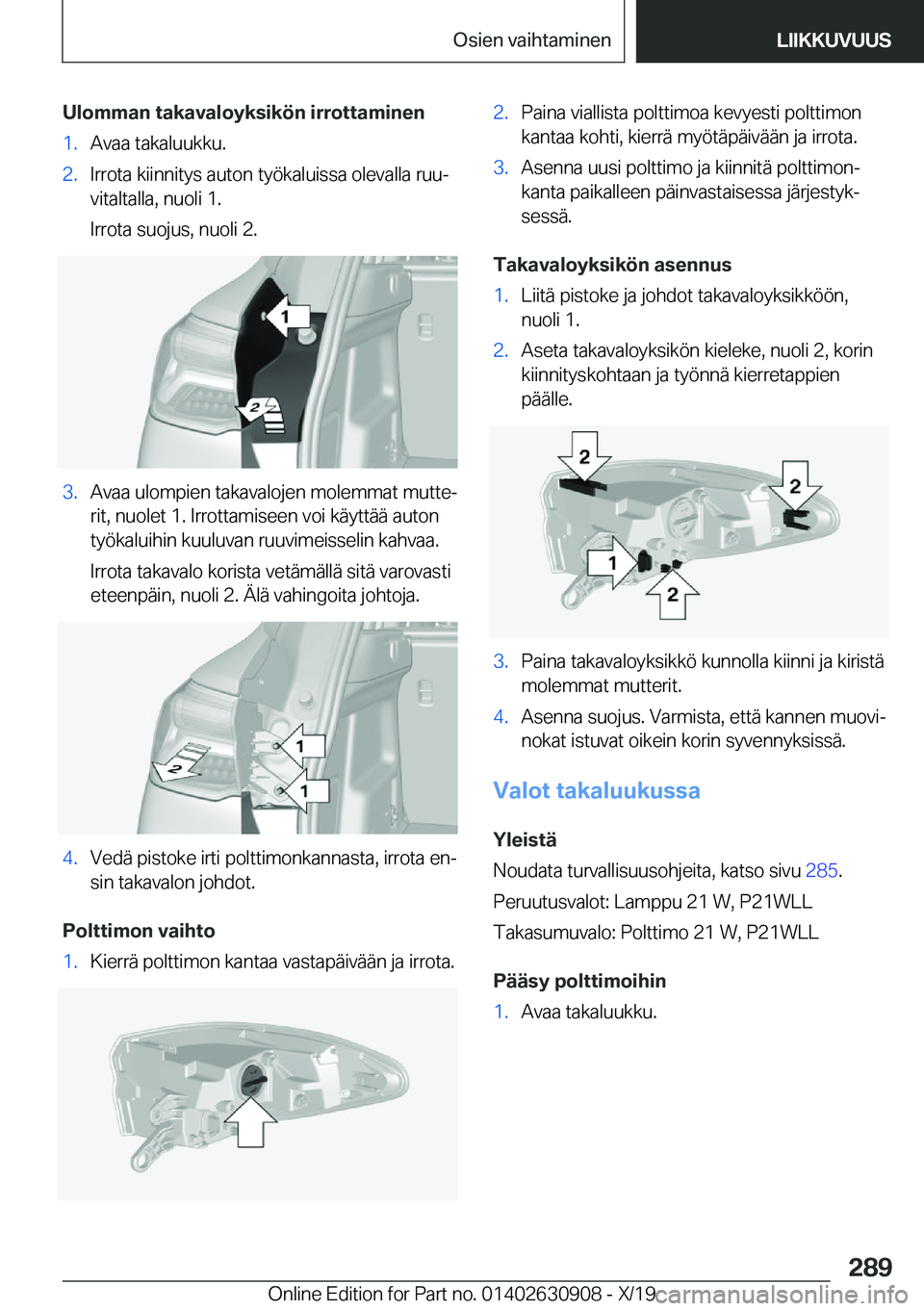 BMW X2 2020  Omistajan Käsikirja (in Finnish) �U�l�o�m�m�a�n��t�a�k�a�v�a�l�o�y�k�s�i�k�