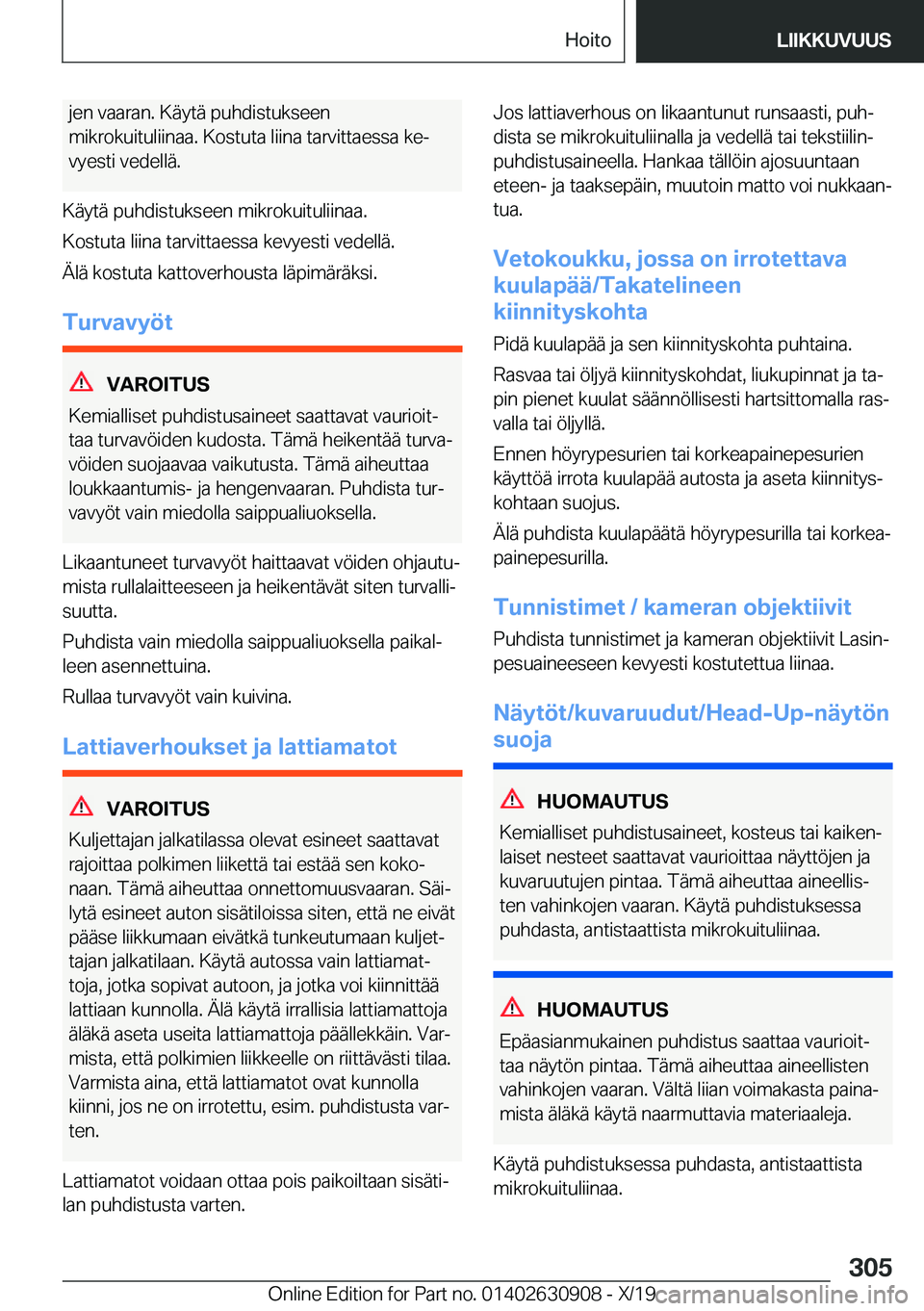 BMW X2 2020  Omistajan Käsikirja (in Finnish) �j�e�n��v�a�a�r�a�n�.��K�