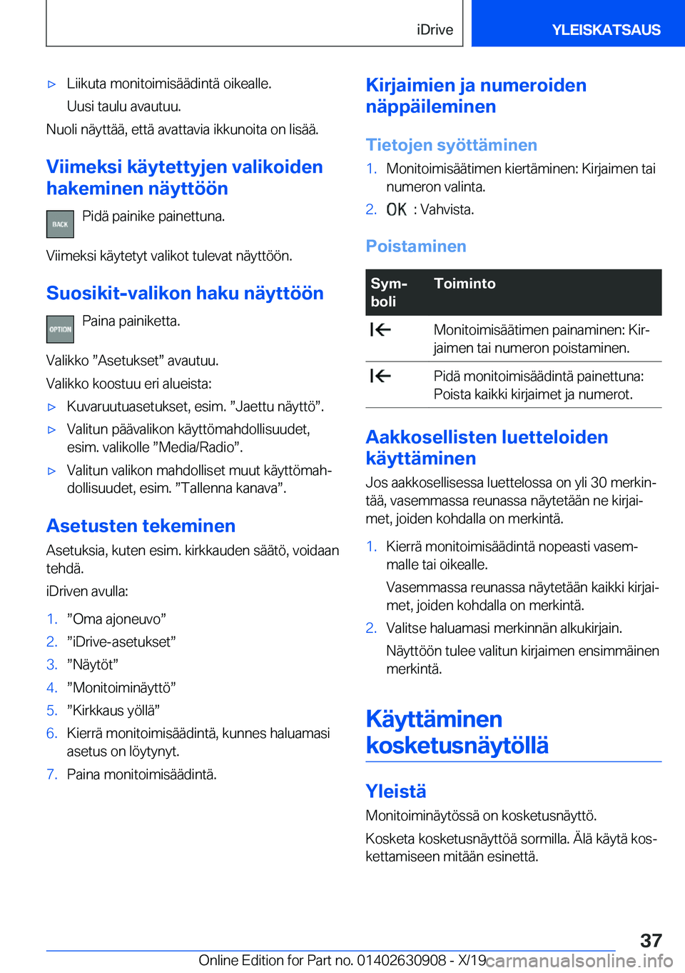 BMW X2 2020  Omistajan Käsikirja (in Finnish) x�L�i�i�k�u�t�a��m�o�n�i�t�o�i�m�i�s�