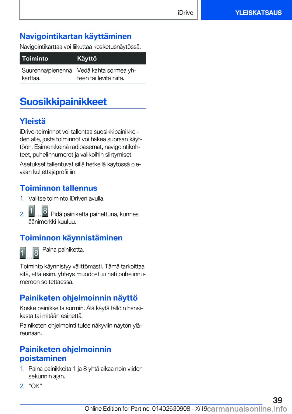 BMW X2 2020  Omistajan Käsikirja (in Finnish) �N�a�v�i�g�o�i�n�t�i�k�a�r�t�a�n��k�