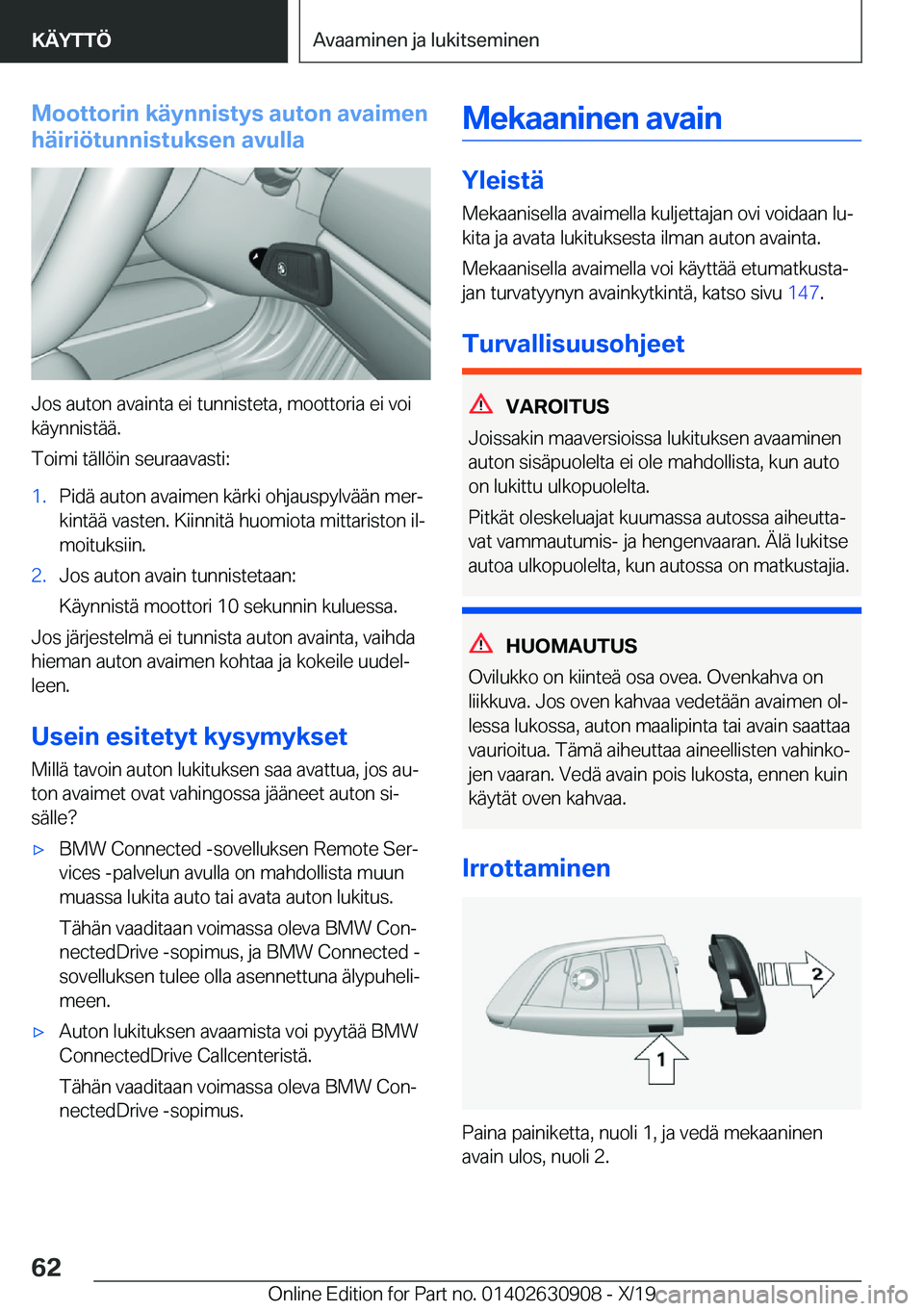 BMW X2 2020  Omistajan Käsikirja (in Finnish) �M�o�o�t�t�o�r�i�n��k�