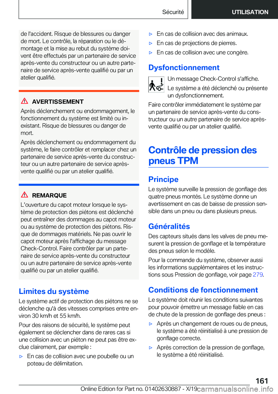 BMW X2 2020  Notices Demploi (in French) �d�e��l�'�a�c�c�i�d�e�n�t�.��R�i�s�q�u�e��d�e��b�l�e�s�s�u�r�e�s��o�u��d�a�n�g�e�r
�d�e��m�o�r�t�.��L�e��c�o�n�t�r�