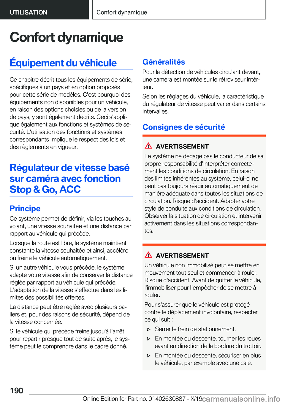 BMW X2 2020  Notices Demploi (in French) �C�o�n�f�o�r�t��d�y�n�a�m�i�q�u�e�