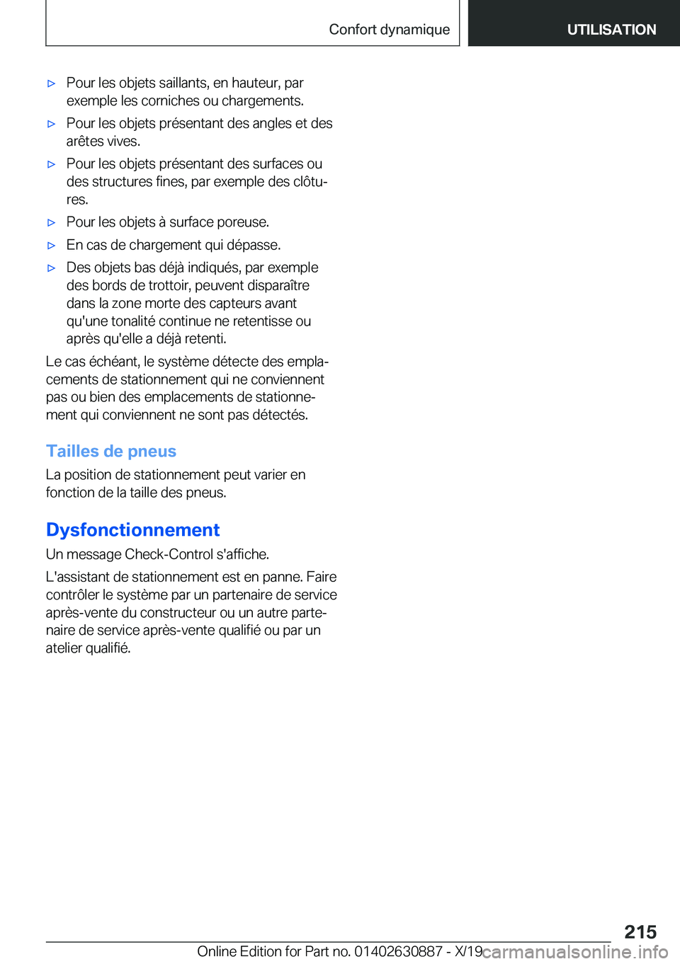 BMW X2 2020  Notices Demploi (in French) 'x�P�o�u�r��l�e�s��o�b�j�e�t�s��s�a�i�l�l�a�n�t�s�,��e�n��h�a�u�t�e�u�r�,��p�a�r
�e�x�e�m�p�l�e��l�e�s��c�o�r�n�i�c�h�e�s��o�u��c�h�a�r�g�e�m�e�n�t�s�.'x�P�o�u�r��l�e�s��o�b�j�e�t�