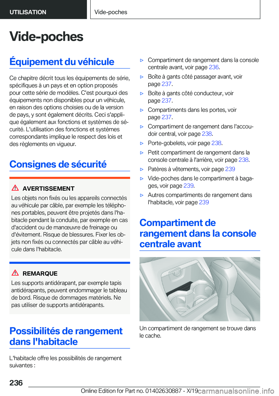 BMW X2 2020  Notices Demploi (in French) �V�i�d�e�-�p�o�c�h�e�s�