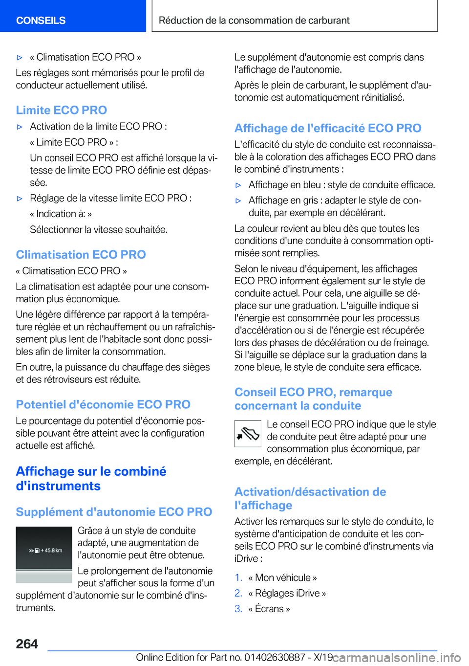 BMW X2 2020  Notices Demploi (in French) 'x�k��C�l�i�m�a�t�i�s�a�t�i�o�n��E�C�O��P�R�O��{
�L�e�s��r�é�g�l�a�g�e�s��s�o�n�t��m�é�m�o�r�i�s�é�s��p�o�u�r��l�e��p�r�o�f�i�l��d�e
�c�o�n�d�u�c�t�e�u�r��a�c�t�u�e�l�l�e�m�e�n�t��