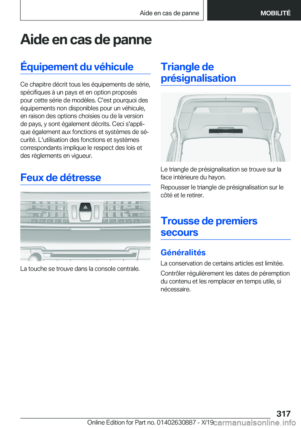 BMW X2 2020  Notices Demploi (in French) �A�i�d�e��e�n��c�a�s��d�e��p�a�n�n�e�