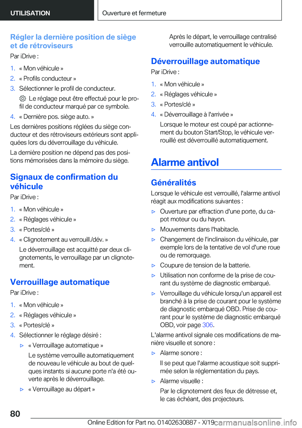 BMW X2 2020  Notices Demploi (in French) �R�é�g�l�e�r��l�a��d�e�r�n�i�è�r�e��p�o�s�i�t�i�o�n��d�e��s�i�è�g�e
�e�t��d�e��r�é�t�r�o�v�i�s�e�u�r�s
�P�a�r��i�D�r�i�v�e��:�1�.�k��M�o�n��v�é�h�i�c�u�l�e��{�2�.�k��P�r�o�f�i�l�s��