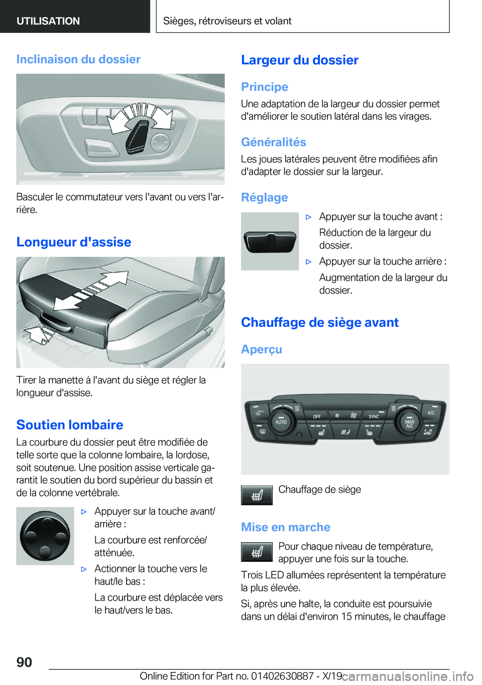 BMW X2 2020  Notices Demploi (in French) �I�n�c�l�i�n�a�i�s�o�n��d�u��d�o�s�s�i�e�r
�B�a�s�c�u�l�e�r��l�e��c�o�m�m�u�t�a�t�e�u�r��v�e�r�s��l�'�a�v�a�n�t��o�u��v�e�r�s��l�'�a�rj
�r�i�è�r�e�.
�L�o�n�g�u�e�u�r��d�'�a�s�s