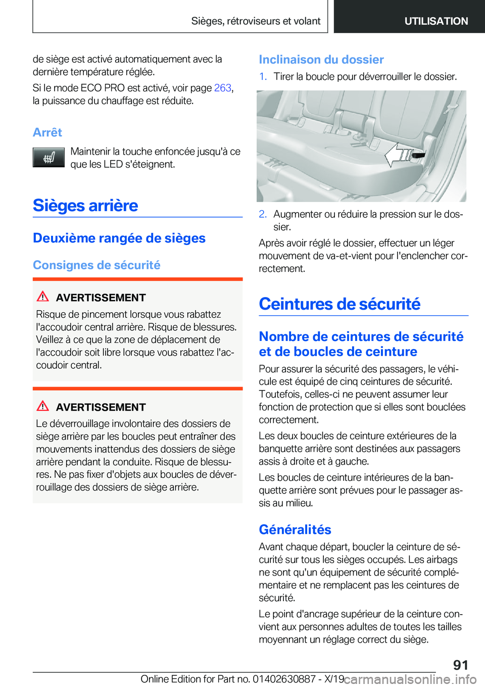 BMW X2 2020  Notices Demploi (in French) �d�e��s�i�è�g�e��e�s�t��a�c�t�i�v�é��a�u�t�o�m�a�t�i�q�u�e�m�e�n�t��a�v�e�c��l�a�d�e�r�n�i�è�r�e��t�e�m�p�é�r�a�t�u�r�e��r�é�g�l�é�e�.
�S�i��l�e��m�o�d�e��E�C�O��P�R�O��e�s�t��a�c�