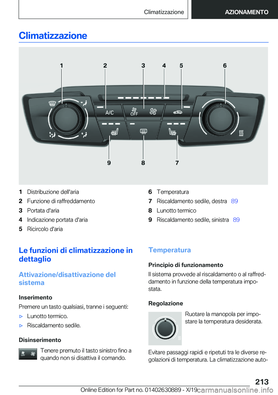 BMW X2 2020  Libretti Di Uso E manutenzione (in Italian) �C�l�i�m�a�t�i�z�z�a�z�i�o�n�e�1�D�i�s�t�r�i�b�u�z�i�o�n�e��d�e�l�l�'�a�r�i�a�2�F�u�n�z�i�o�n�e��d�i��r�a�f�f�r�e�d�d�a�m�e�n�t�o�3�P�o�r�t�a�t�a��d�'�a�r�i�a�4�I�n�d�i�c�a�z�i�o�n�e��p�o