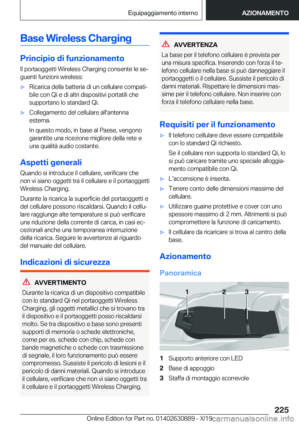 BMW X2 2020  Libretti Di Uso E manutenzione (in Italian) �B�a�s�e��W�i�r�e�l�e�s�s��C�h�a�r�g�i�n�g
�P�r�i�n�c�i�p�i�o��d�i��f�u�n�z�i�o�n�a�m�e�n�t�o
�I�l��p�o�r�t�a�o�g�g�e�t�t�i��W�i�r�e�l�e�s�s��C�h�a�r�g�i�n�g��c�o�n�s�e�n�t�e��l�e��s�eª �g