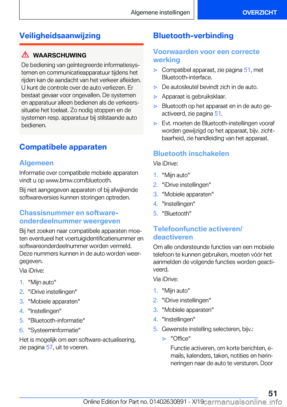 BMW X2 2020  Instructieboekjes (in Dutch) �V�e�i�l�i�g�h�e�i�d�s�a�a�n�w�i�j�z�i�n�g
�W�A�A�R�S�C�H�U�W�I�N�G
�D�e��b�e�d�i�e�n�i�n�g��v�a�n��g�e�