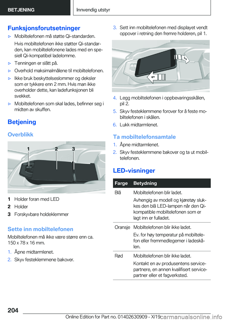 BMW X2 2020  InstruksjonsbØker (in Norwegian) �F�u�n�k�s�j�o�n�s�f�o�r�u�t�s�e�t�n�i�n�g�e�rx�M�o�b�i�l�t�e�l�e�f�o�n�e�n��m�å��s�t�