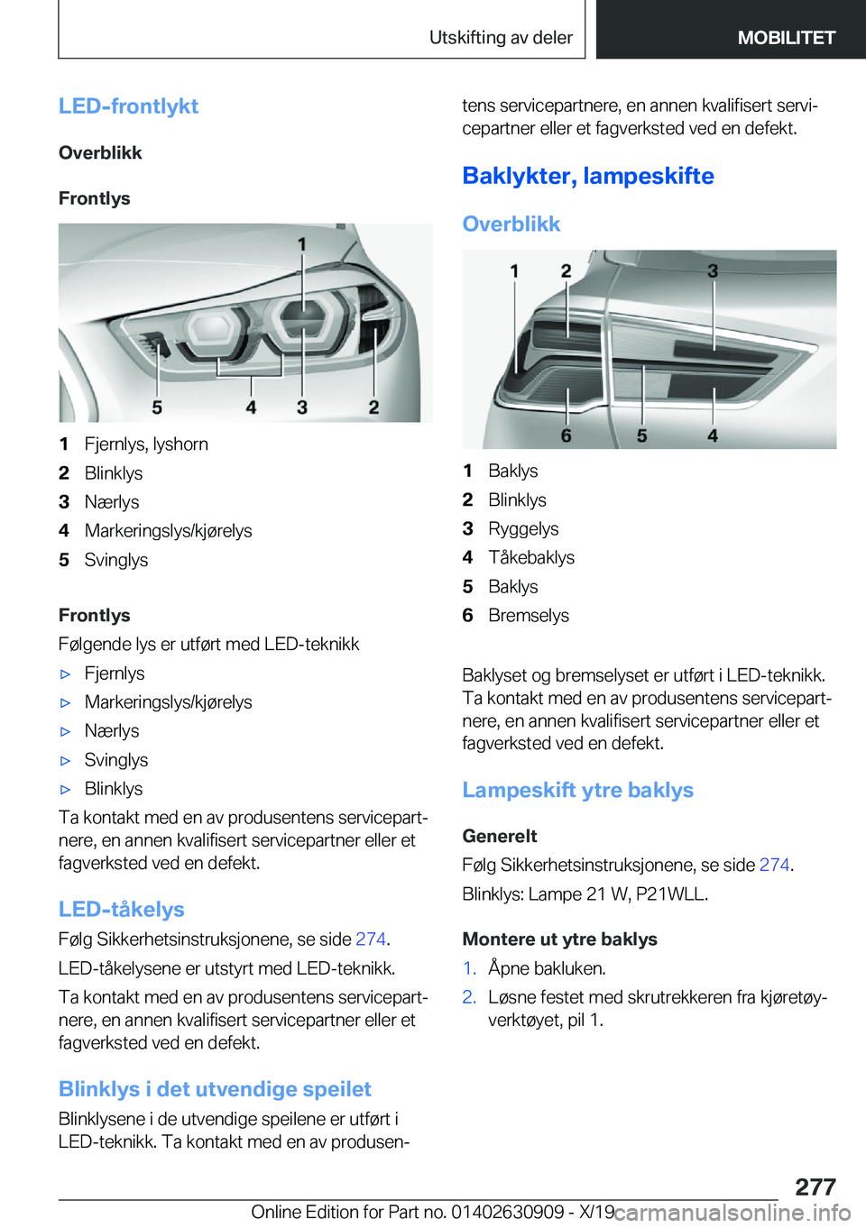 BMW X2 2020  InstruksjonsbØker (in Norwegian) �L�E�D�-�f�r�o�n�t�l�y�k�t
�O�v�e�r�b�l�i�k�k
�F�r�o�n�t�l�y�s�1�F�j�e�r�n�l�y�s�,��l�y�s�h�o�r�n�2�B�l�i�n�k�l�y�s�3�N�æ�r�l�y�s�4�M�a�r�k�e�r�i�n�g�s�l�y�s�/�k�j�
