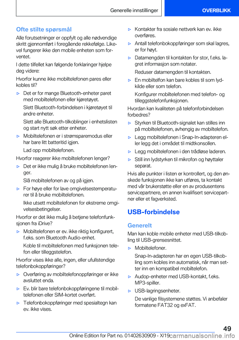 BMW X2 2020  InstruksjonsbØker (in Norwegian) �O�f�t�e��s�t�i�l�t�e��s�p�