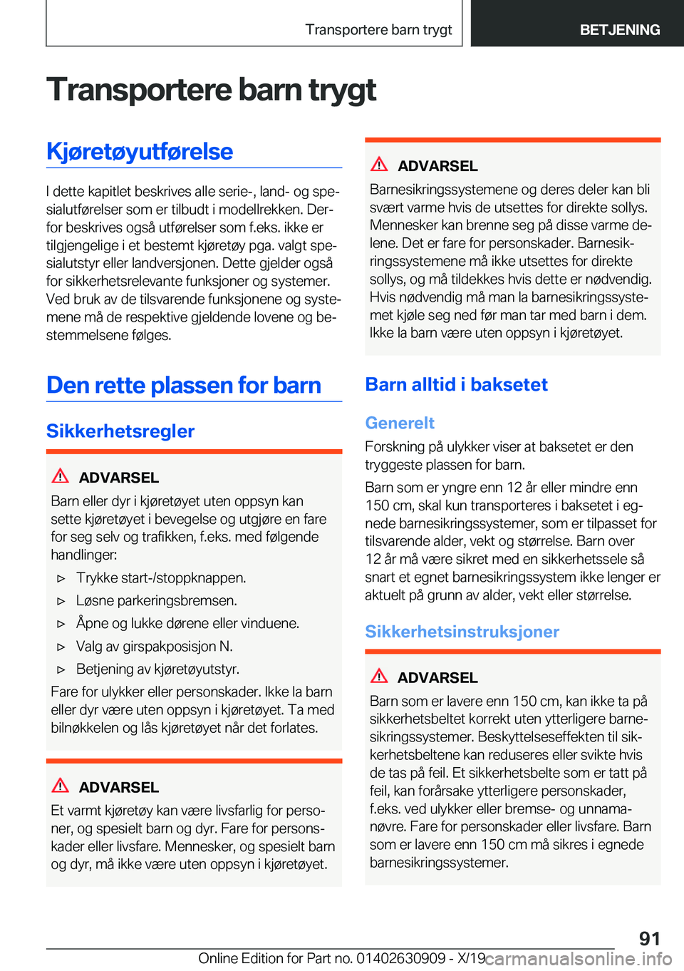 BMW X2 2020  InstruksjonsbØker (in Norwegian) �T�r�a�n�s�p�o�r�t�e�r�e��b�a�r�n��t�r�y�g�t�K�j�