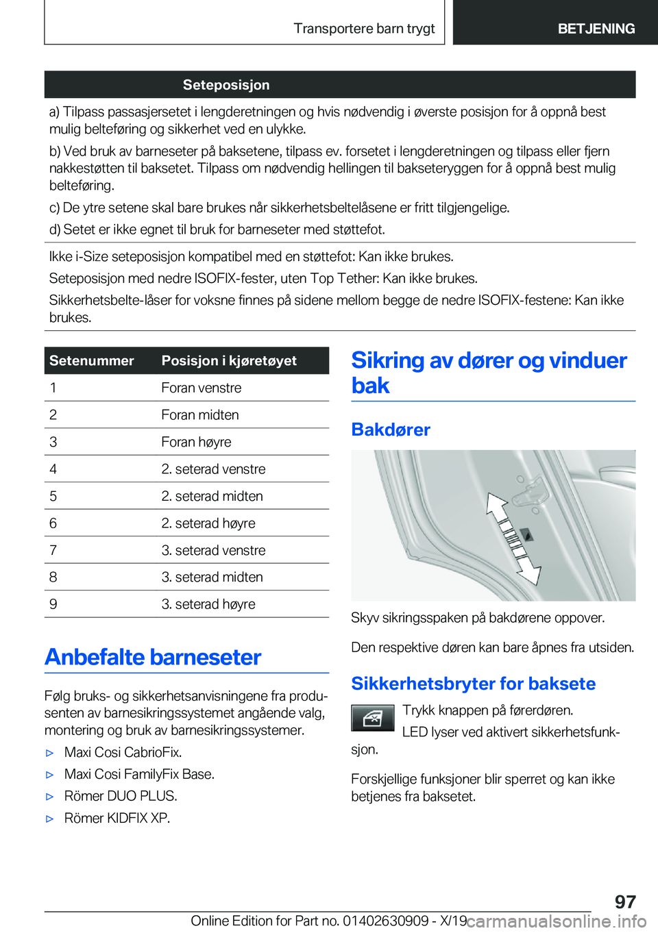 BMW X2 2020  InstruksjonsbØker (in Norwegian) �S�e�t�e�p�o�s�i�s�j�o�n�a�)��T�i�l�p�a�s�s��p�a�s�s�a�s�j�e�r�s�e�t�e�t��i��l�e�n�g�d�e�r�e�t�n�i�n�g�e�n��o�g��h�v�i�s��n�