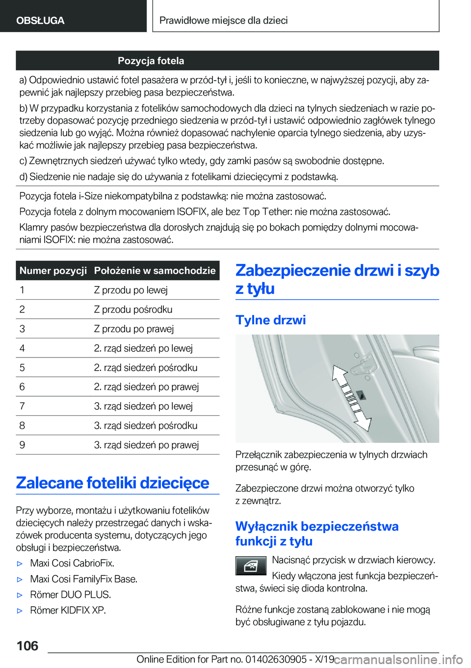 BMW X2 2020  Instrukcja obsługi (in Polish) �P�o�z�y�c�j�a��f�o�t�e�l�a�a�)��O�d�p�o�w�i�e�d�n�i�o��u�s�t�a�w�i�