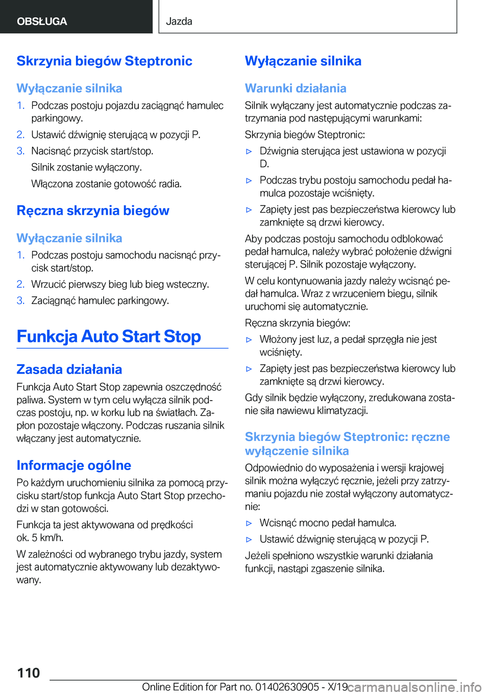 BMW X2 2020  Instrukcja obsługi (in Polish) �S�k�r�z�y�n�i�a��b�i�e�g�