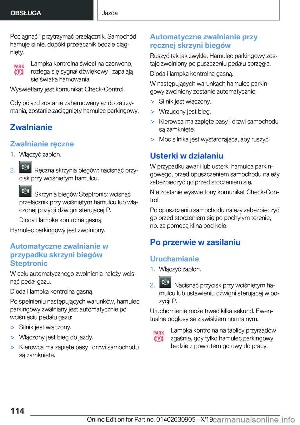 BMW X2 2020  Instrukcja obsługi (in Polish) �P�o�c�i�
