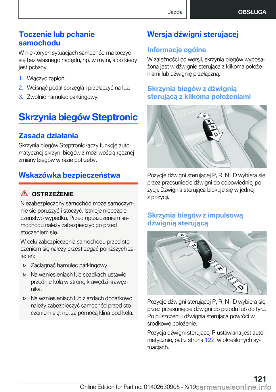 BMW X2 2020  Instrukcja obsługi (in Polish) �T�o�c�z�e�n�i�e��l�u�b��p�c�h�a�n�i�e
�s�a�m�o�c�h�o�d�u
�W��n�i�e�k�t�