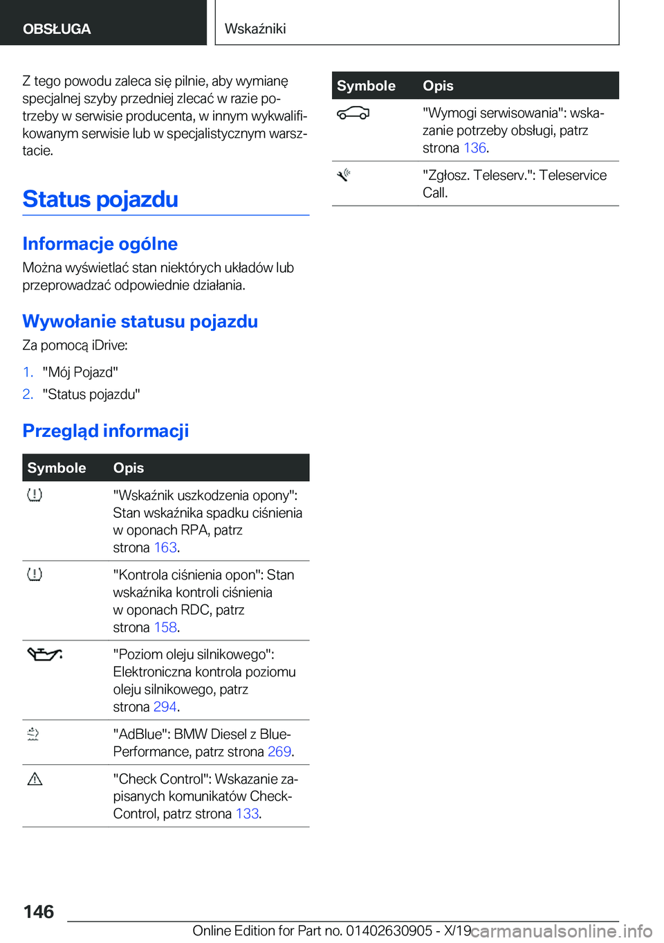 BMW X2 2020  Instrukcja obsługi (in Polish) �Z��t�e�g�o��p�o�w�o�d�u��z�a�l�e�c�a��s�i�