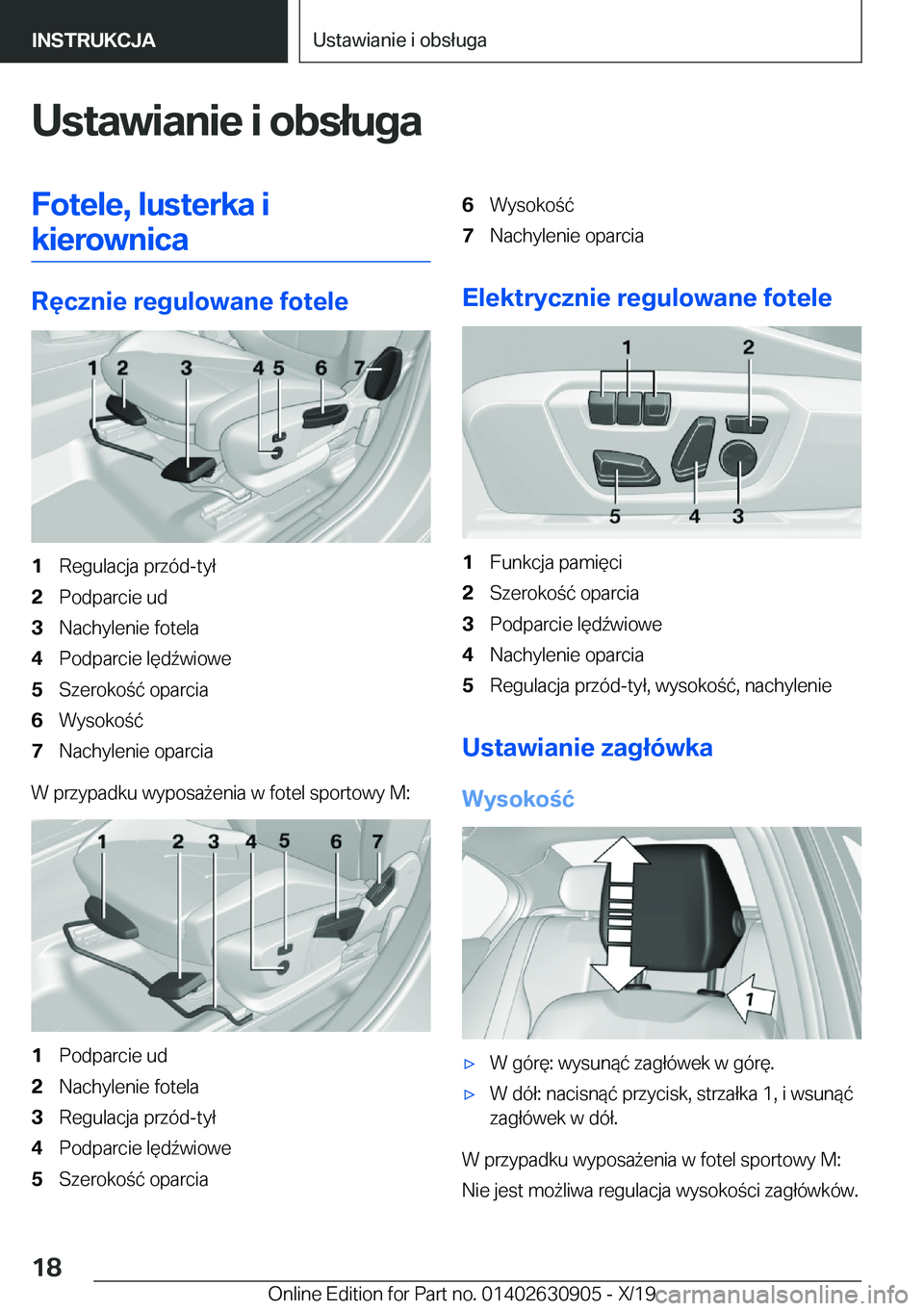 BMW X2 2020  Instrukcja obsługi (in Polish) �U�s�t�a�w�i�a�n�i�e��i��o�b�s�ł�u�g�a�F�o�t�e�l�e�,��l�u�s�t�e�r�k�a��i�k�i�e�r�o�w�n�i�c�a
�R�