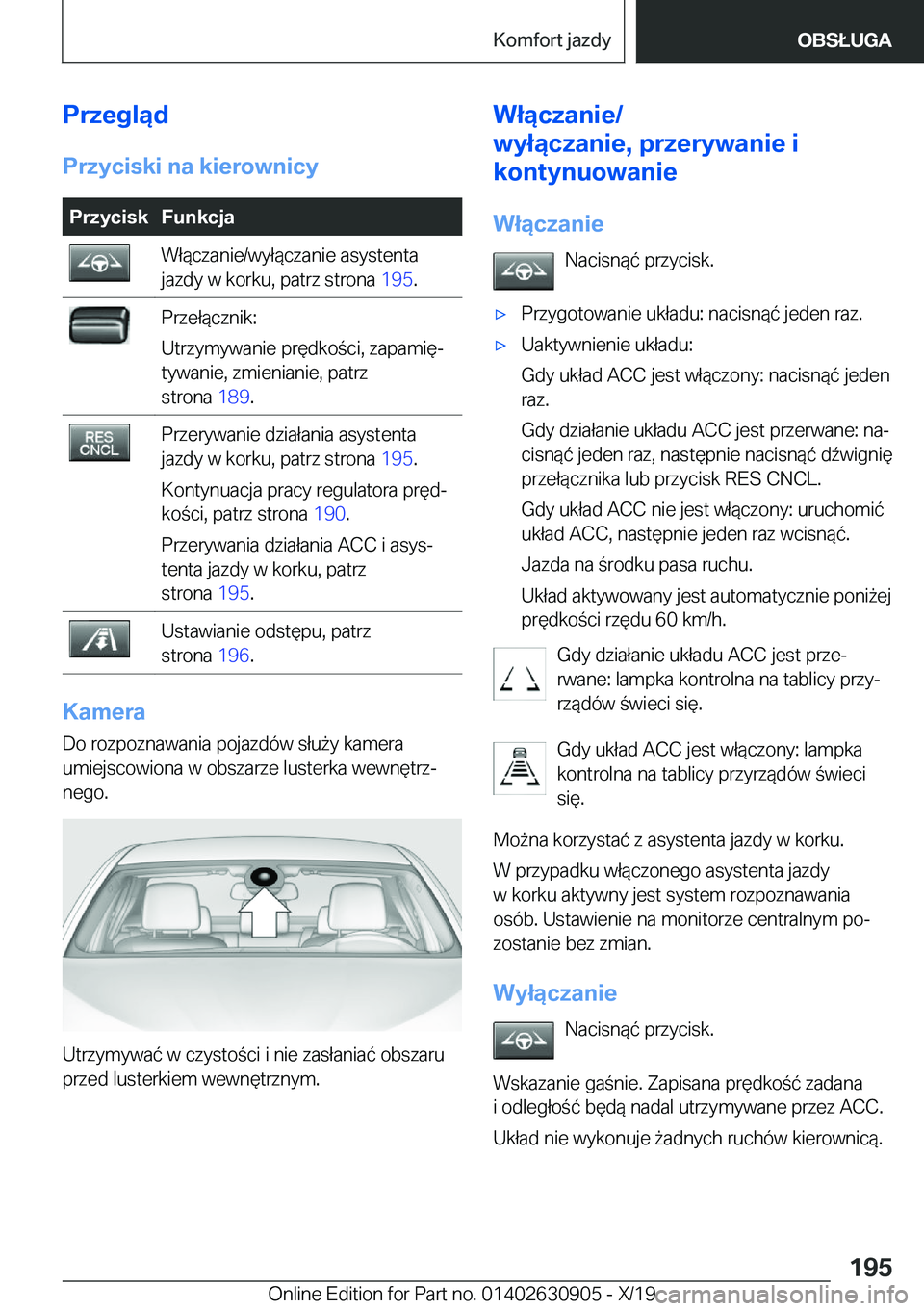 BMW X2 2020  Instrukcja obsługi (in Polish) �P�r�z�e�g�l�ą�d�P�r�z�y�c�i�s�k�i��n�a��k�i�e�r�o�w�n�i�c�y�P�r�z�y�c�i�s�k�F�u�n�k�c�j�a�W�ł�
