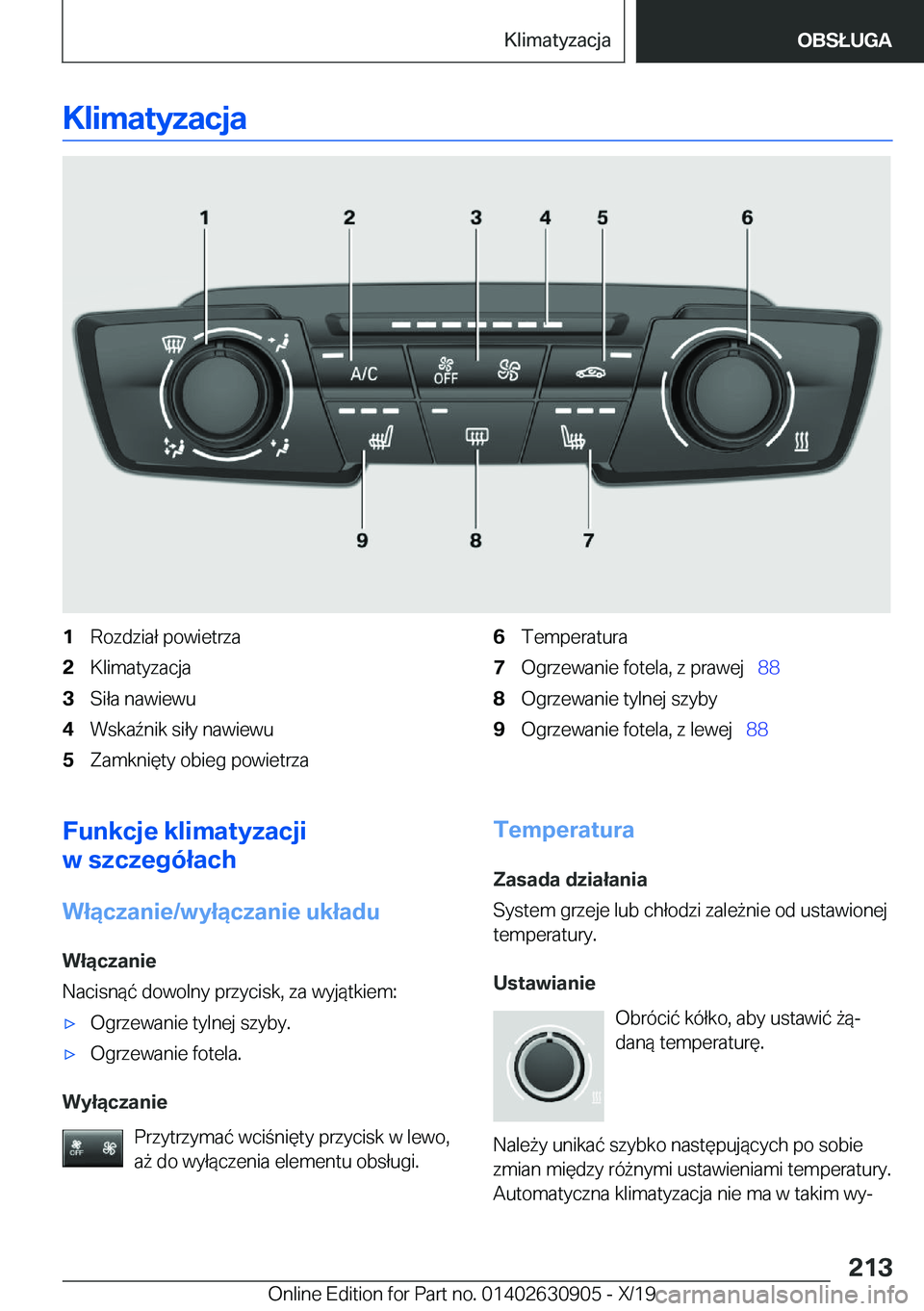 BMW X2 2020  Instrukcja obsługi (in Polish) �K�l�i�m�a�t�y�z�a�c�j�a�1�R�o�z�d�z�i�a�ł��p�o�w�i�e�t�r�z�a�2�K�l�i�m�a�t�y�z�a�c�j�a�3�S�i�ł�a��n�a�w�i�e�w�u�4�W�s�k�a7�n�i�k��s�i�ł�y��n�a�w�i�e�w�u�5�Z�a�m�k�n�i�