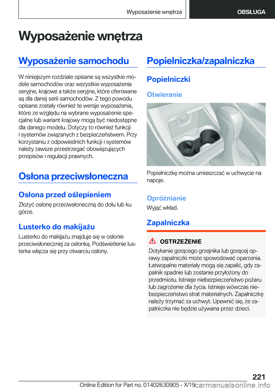 BMW X2 2020  Instrukcja obsługi (in Polish) �W�y�p�o�s�a9�e�n�i�e��w�n�