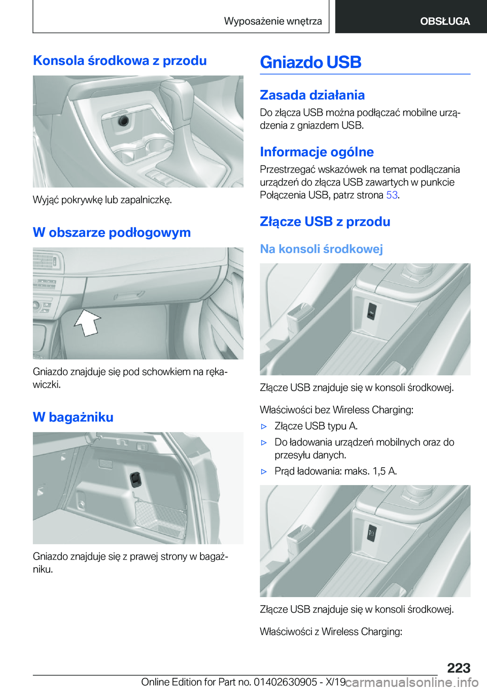 BMW X2 2020  Instrukcja obsługi (in Polish) �K�o�n�s�o�l�a��r�o�d�k�o�w�a��z��p�r�z�o�d�u
�W�y�j�
