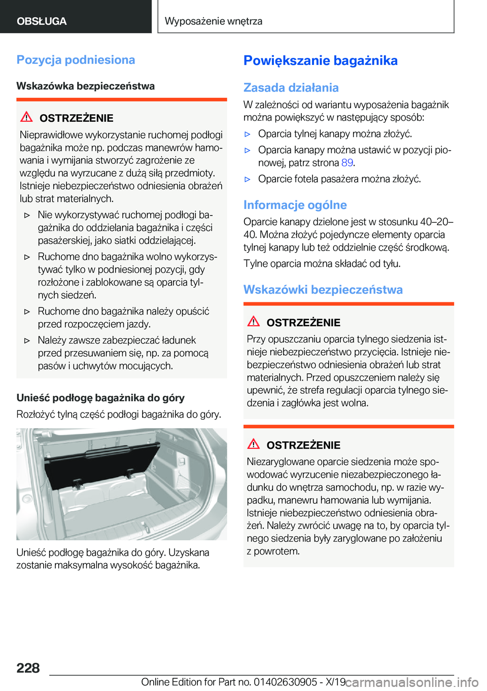 BMW X2 2020  Instrukcja obsługi (in Polish) �P�o�z�y�c�j�a��p�o�d�n�i�e�s�i�o�n�a
�W�s�k�a�z�
