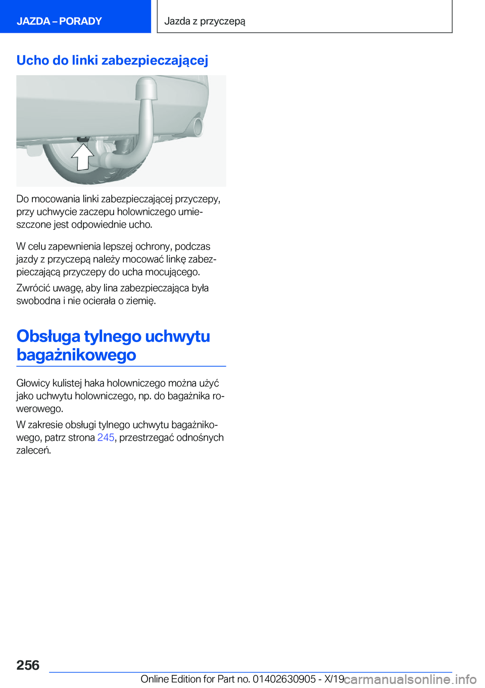 BMW X2 2020  Instrukcja obsługi (in Polish) �U�c�h�o��d�o��l�i�n�k�i��z�a�b�e�z�p�i�e�c�z�a�j�ą�c�e�j
�D�o��m�o�c�o�w�a�n�i�a��l�i�n�k�i��z�a�b�e�z�p�i�e�c�z�a�j�