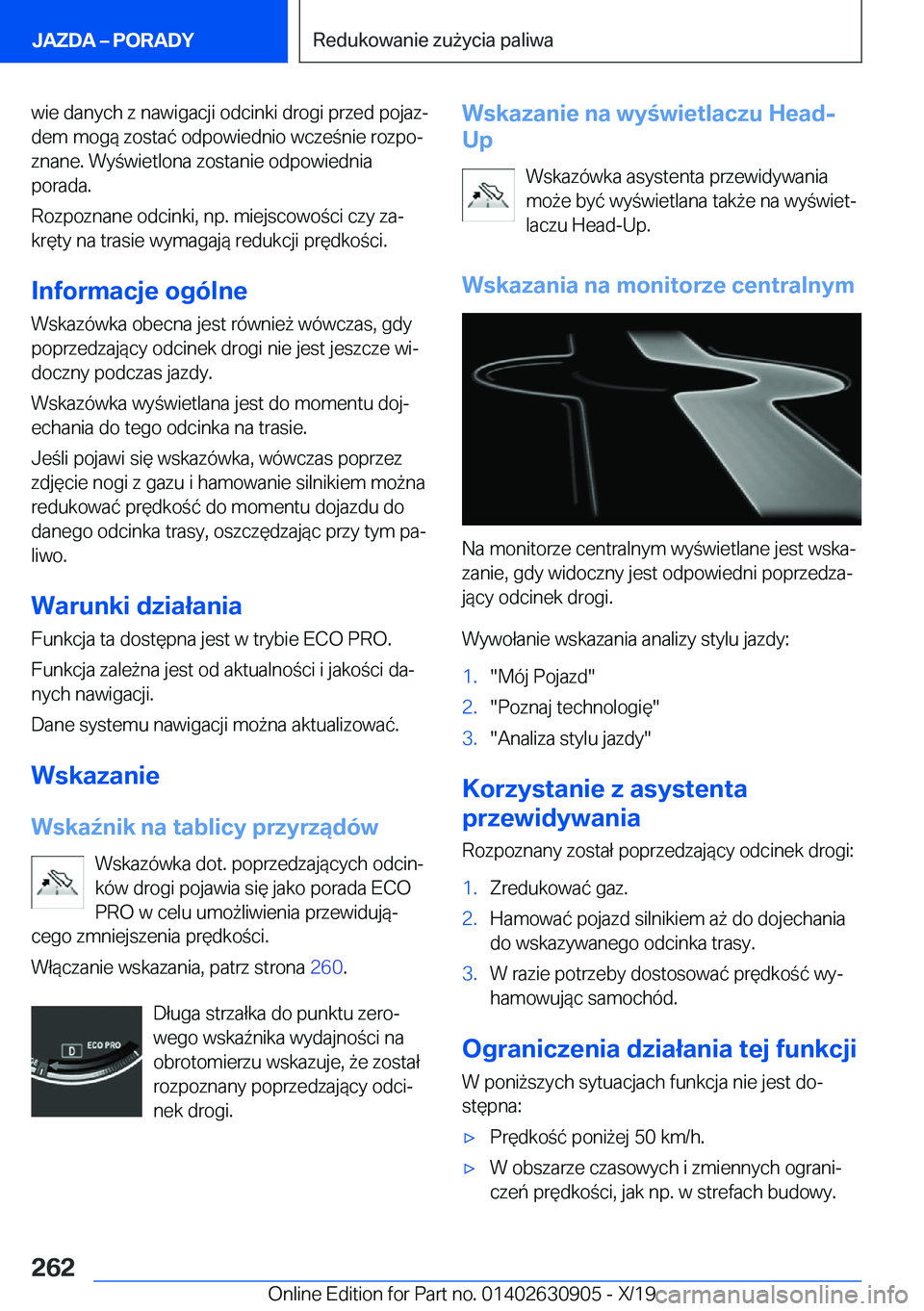 BMW X2 2020  Instrukcja obsługi (in Polish) �w�i�e��d�a�n�y�c�h��z��n�a�w�i�g�a�c�j�i��o�d�c�i�n�k�i��d�r�o�g�i��p�r�z�e�d��p�o�j�a�zj
�d�e�m��m�o�g�