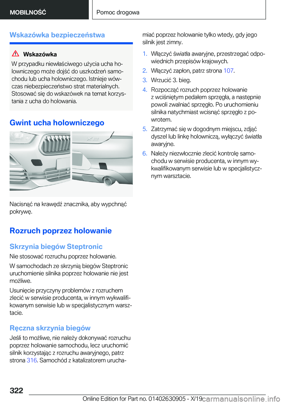 BMW X2 2020  Instrukcja obsługi (in Polish) �W�s�k�a�z�