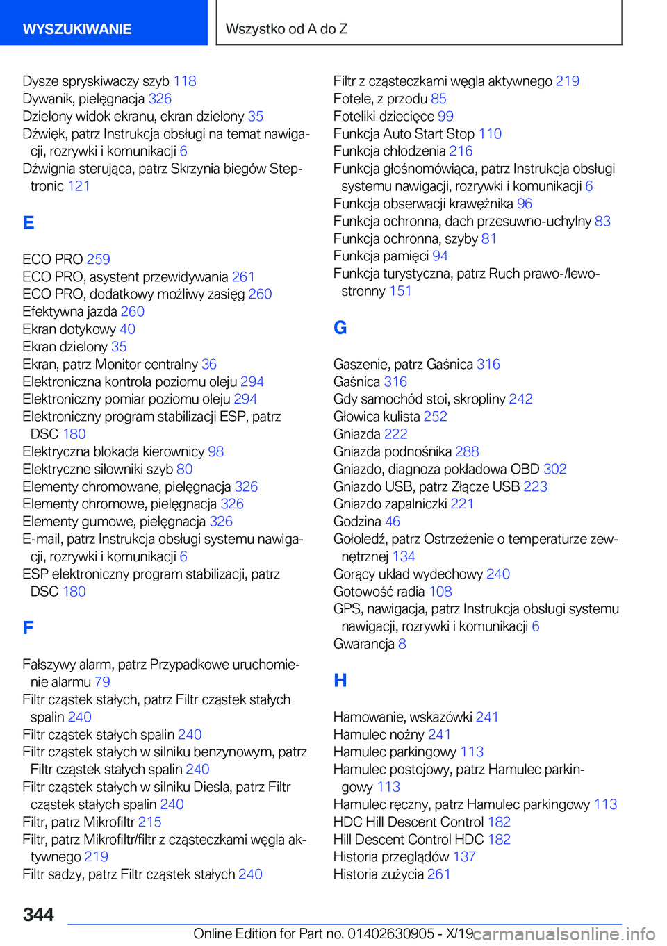 BMW X2 2020  Instrukcja obsługi (in Polish) �D�y�s�z�e��s�p�r�y�s�k�i�w�a�c�z�y��s�z�y�b��1�1�8�
�D�y�w�a�n�i�k�,��p�i�e�l�