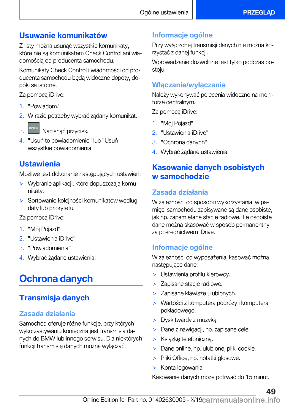 BMW X2 2020  Instrukcja obsługi (in Polish) �U�s�u�w�a�n�i�e��k�o�m�u�n�i�k�a�t�