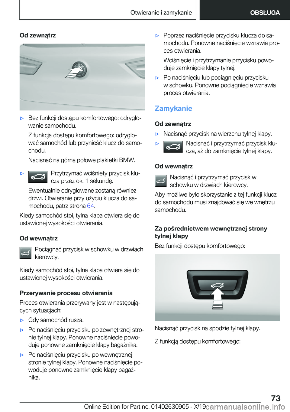 BMW X2 2020  Instrukcja obsługi (in Polish) �O�d��z�e�w�n�ą�t�r�z'x�B�e�z��f�u�n�k�c�j�i��d�o�s�t�