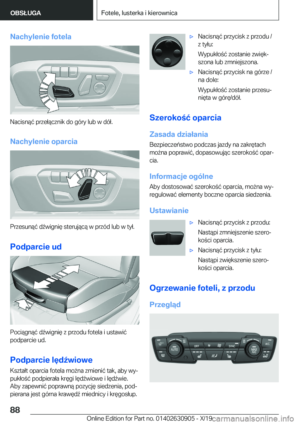 BMW X2 2020  Instrukcja obsługi (in Polish) �N�a�c�h�y�l�e�n�i�e��f�o�t�e�l�a
�N�a�c�i�s�n�