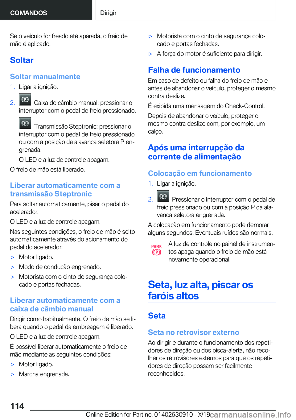 BMW X2 2020  Manual do condutor (in Portuguese) �S�e��o��v�e�